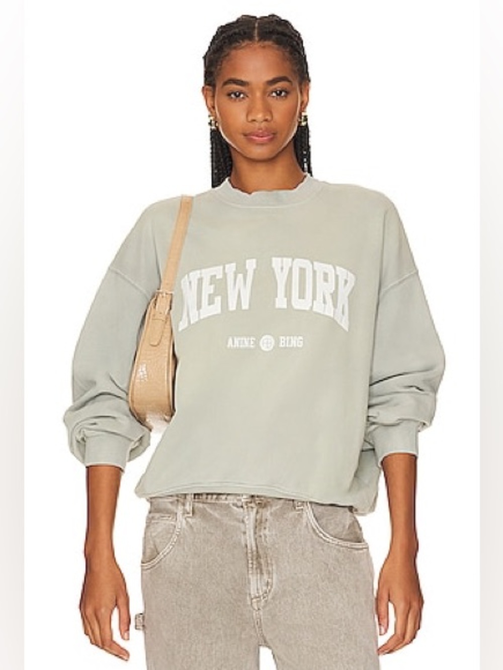 ANINE BING Jaci Sweatshirt University New York in Washed Faded Seafoam (126)